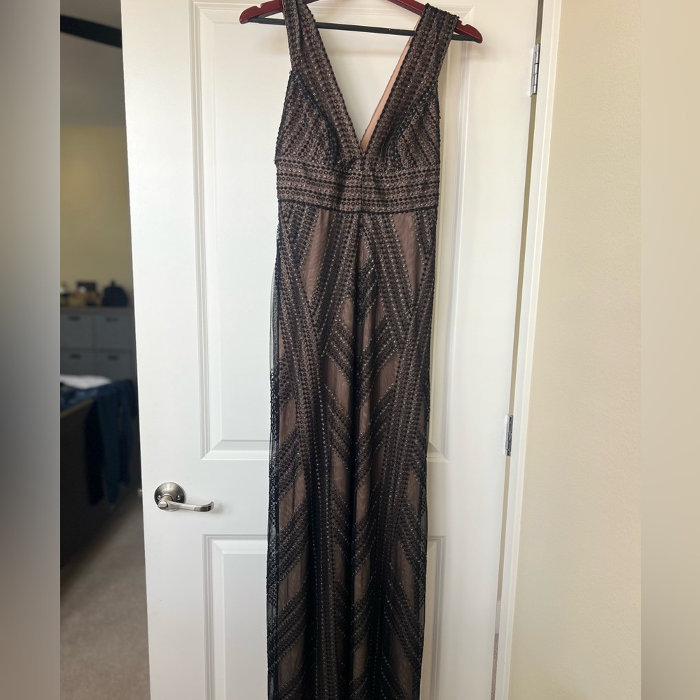 NWT. BCBG Black and Brown Halter Maxi Dress for Cocktail